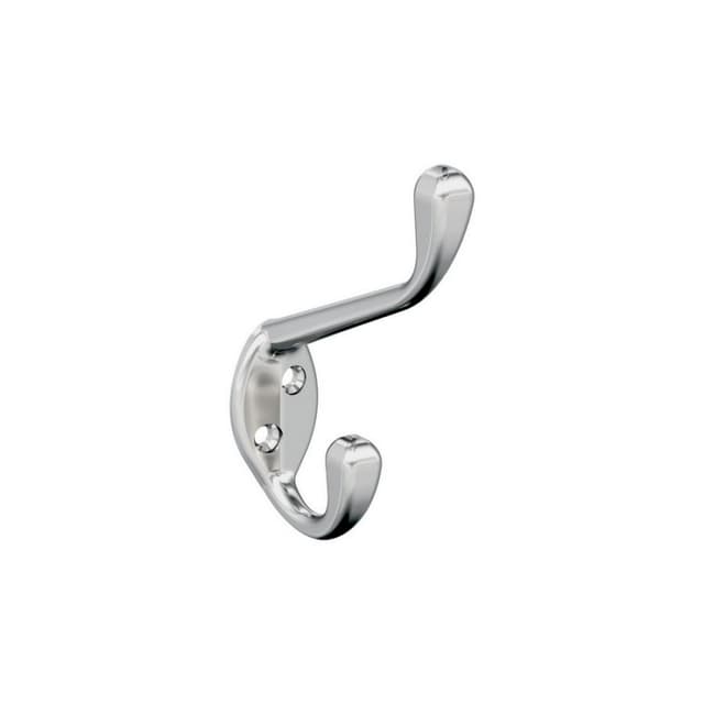 4-7/16" x 4-7/16" Noble Double Prong Decorative Wall Hook, Polished Chrome
