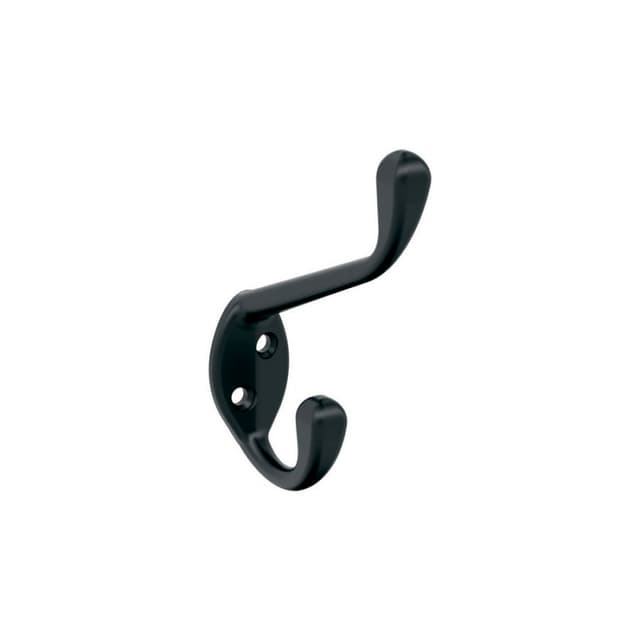 4-7/16" x 4-7/16" Noble Double Prong Decorative Wall Hook, Matte Black