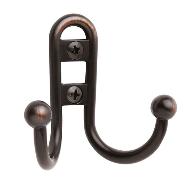 2-3/4" x 2-7/8" Double Prong Robe Hook, Oil-Rubbed Bronze Finish