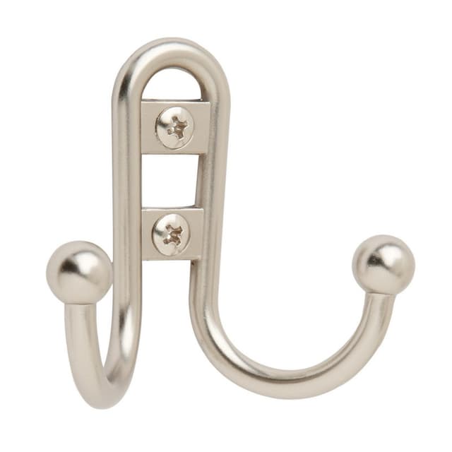 2-3/4" x 2-7/8" Double Prong Robe Hook, Silver