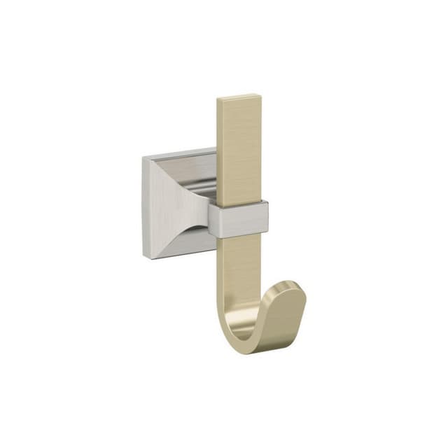 3-15/16" x 3-15/16" Burbank Single Prong Decorative Wall Hook, Golden Champagne/Satin Nickel