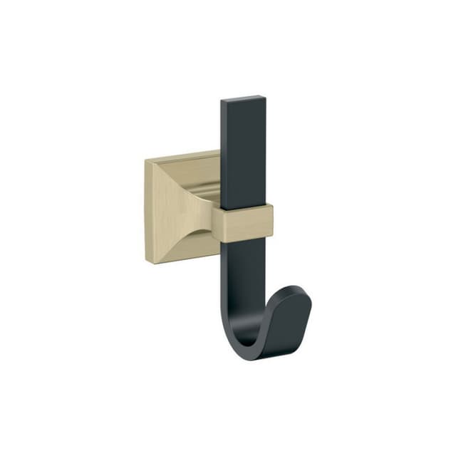 3-15/16" x 3-15/16" Burbank Single Prong Decorative Wall Hook, Matte Black/Golden Champagne