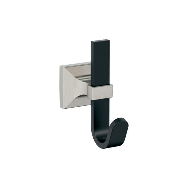 3-15/16" x 3-15/16" Burbank Single Prong Decorative Wall Hook, Matte Black/Satin Nickel