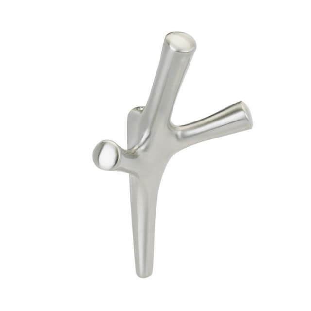 6-1/16" x 6-1/16" Kodiak Double Prong Decorative Wall Hook, Satin Nickel