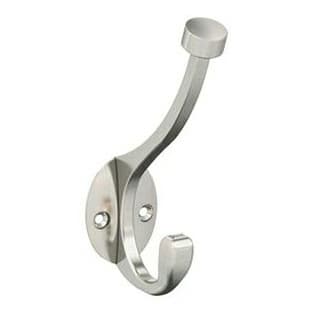 5-1/2" x 5-1/2" Adare Double Prong Decorative Wall Hook, Satin Nickel Finish