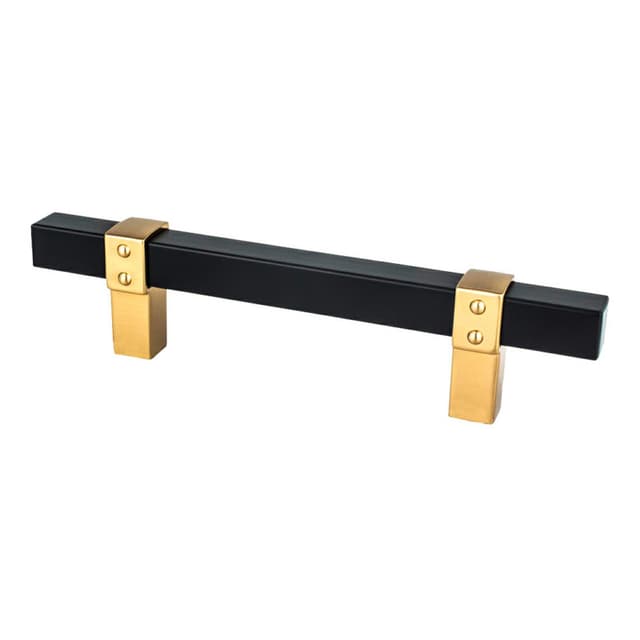 Berenson Rivet Rebel Series 3-3/4" (96 mm) Center to Center Matte Black/Modern Brushed Gold Pull, - 5109-455MDB-P