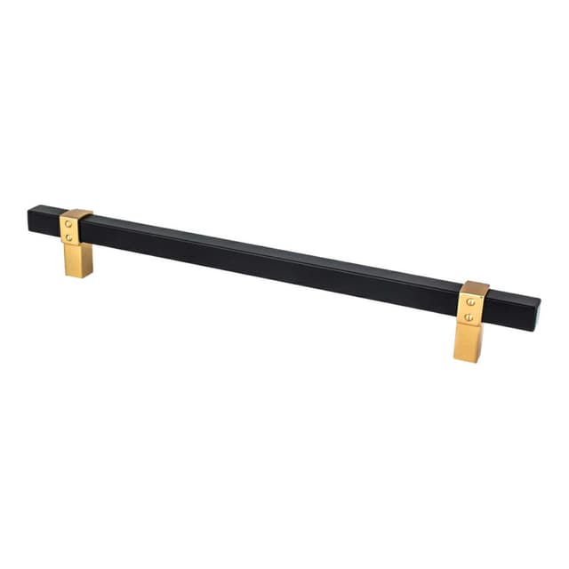Berenson Rivet Rebel Series 8-13/16" (224 mm) Center to Center Matte Black/Modern Brushed Gold Pull, - 5112-455MDB-P