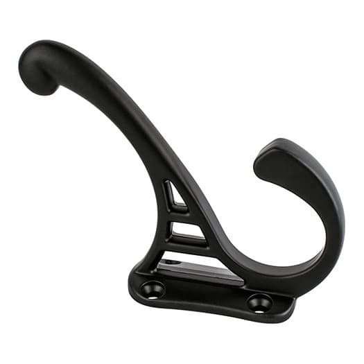 4" x 3-1/16" Coat Hook, Satin Black Finish 10/Box