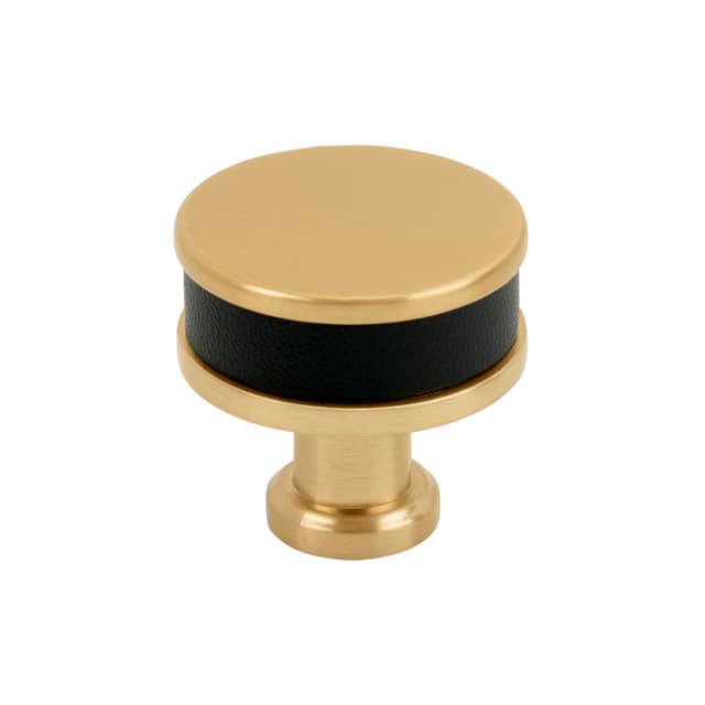 Amerock Fairlane Series Black Leather/Champagne Bronze 1-1/4 in (32 mm) Diameter Knob, BP37535BLCZ