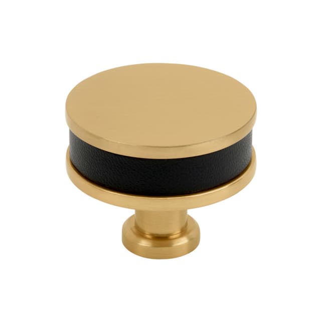 Amerock Fairlane Series Black Leather/Champagne Bronze 1-1/2 in (38 mm) Diameter Knob, BP37536BLCZ