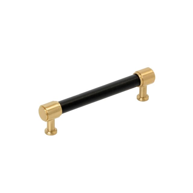 Amerock Fairlane Series 5-1/16 in (128 mm) Center to Center Black Leather/Champagne Bronze Pull, BP37538BLCZ