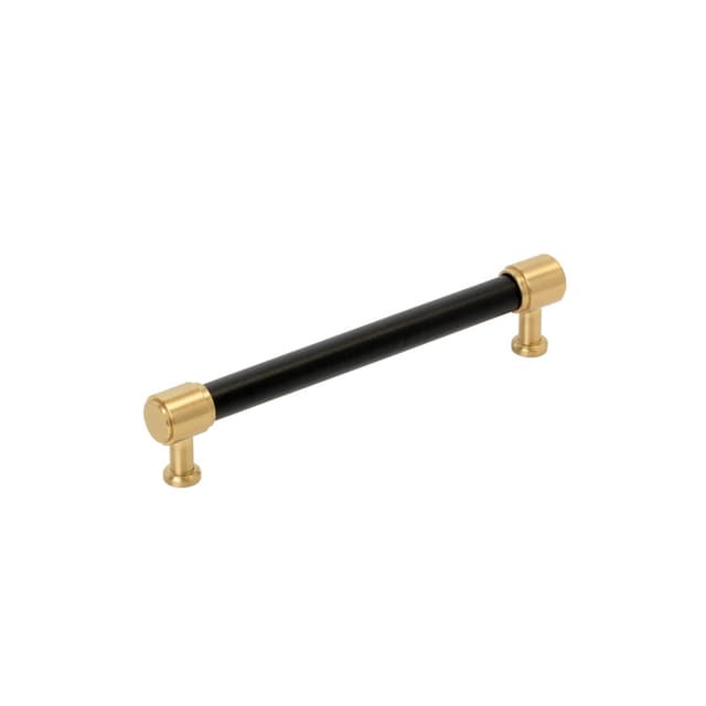 Amerock Fairlane Series 6-5/16 in (160 mm) Center to Center Black Leather/Champagne Bronze Pull, BP37539BLCZ