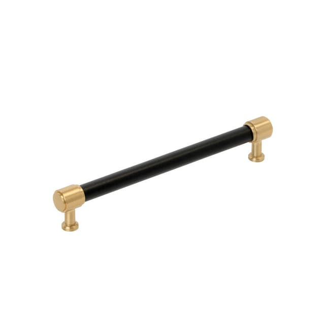 Amerock Fairlane Series 7-9/16 in (192 mm) Center to Center Black Leather/Champagne Bronze Pull, BP37540BLCZ