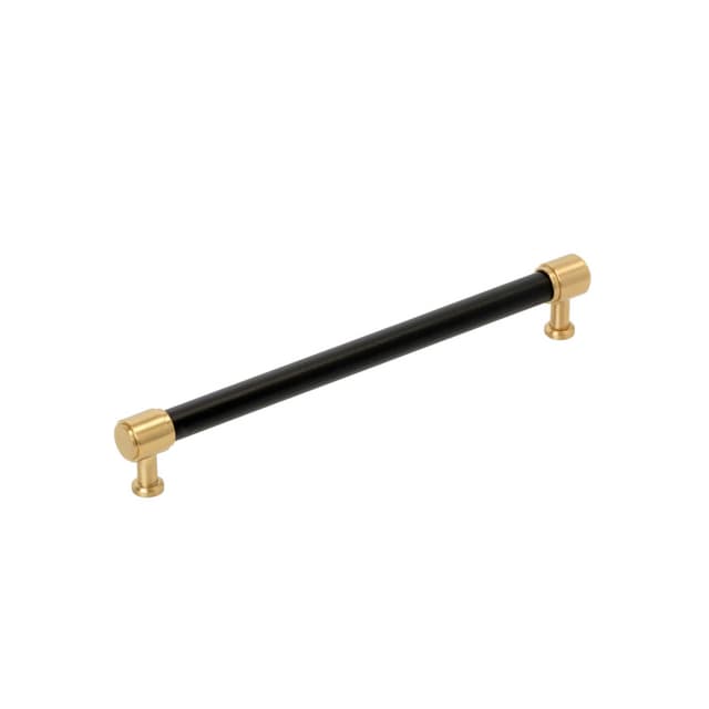 Amerock Fairlane Series 8-13/16 in (224 mm) Center to Center Black Leather/Champagne Bronze Pull, BP37541BLCZ