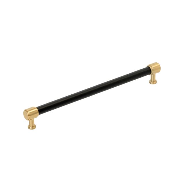 Amerock Fairlane Series 10-1/16 in (256 mm) Center to Center Black Leather/Champagne Bronze Pull, BP37542BLCZ