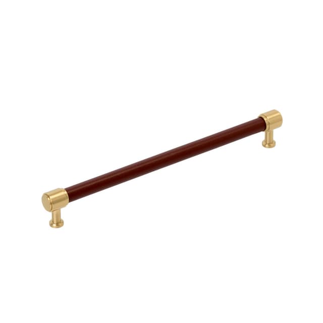 Amerock Fairlane Series 10-1/16 in (256 mm) Center to Center Brown Leather/Champagne Bronze Pull, BP37542BRLCZ