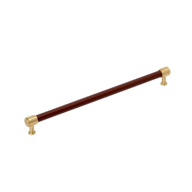 Amerock Fairlane Series 12-5/8 in (320 mm) Center to Center Brown Leather/Champagne Bronze Pull, BP37543BRLCZ