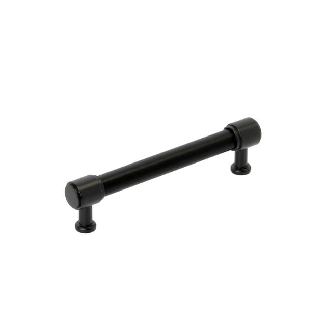 Amerock Fairlane Series 5-1/16 in (128 mm) Center to Center Black Leather/Matte Black Pull, BP37538BLMB