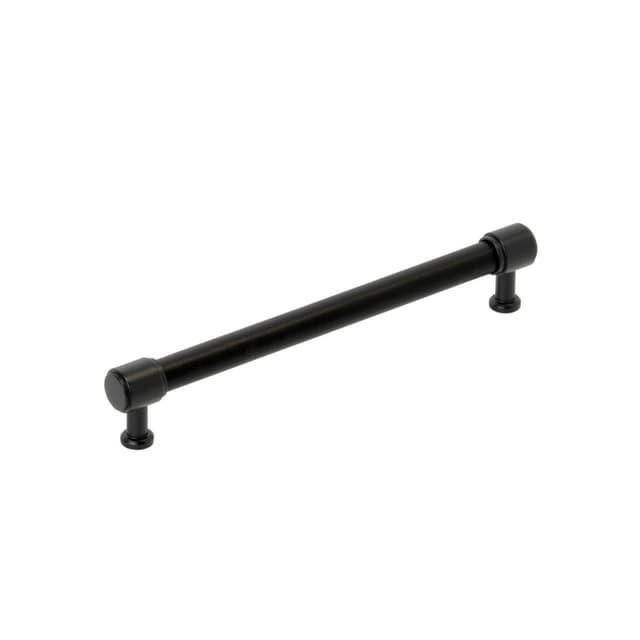 Amerock Fairlane Series 7-9/16 in (192 mm) Center to Center Black Leather/Matte Black Pull, BP37540BLMB