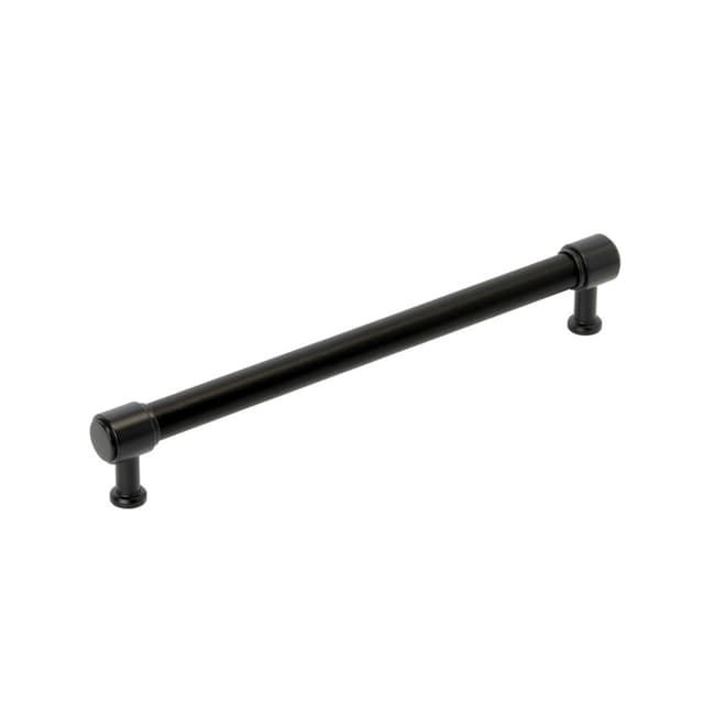 Amerock Fairlane Series Black Leather/Matte Black 12" (305 mm) Center to Center Appliance Pull, BP37544BLMB