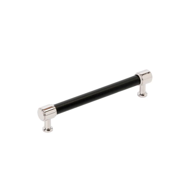 Amerock Fairlane Series 6-5/16 in (160 mm) Center to Center Black Leather/Polished Nickel Pull, BP37539BLPN
