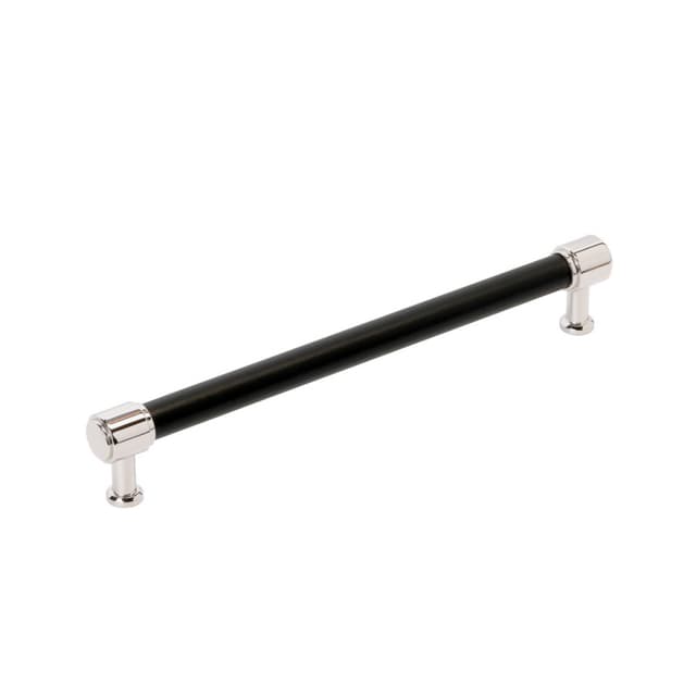 Amerock Fairlane Series Black Leather/Polished Nickel 12" (305 mm) Center to Center Appliance Pull, BP37544BLPN