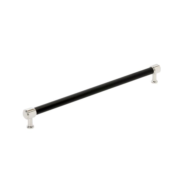 Amerock Fairlane Series Black Leather/Polished Nickel 18" (457 mm) Center to Center Appliance Pull, BP37545BLPN