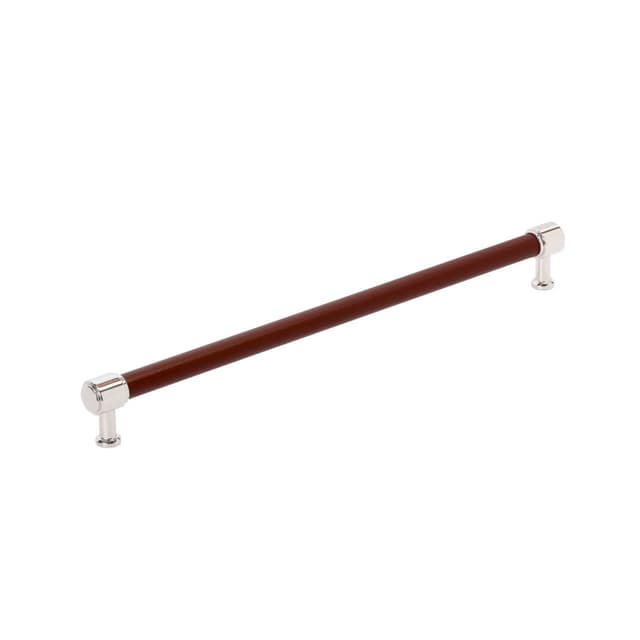 Amerock Fairlane Series Brown Leather/Polished Nickel 18" (457 mm) Center to Center Appliance Pull, BP37545BRLPN