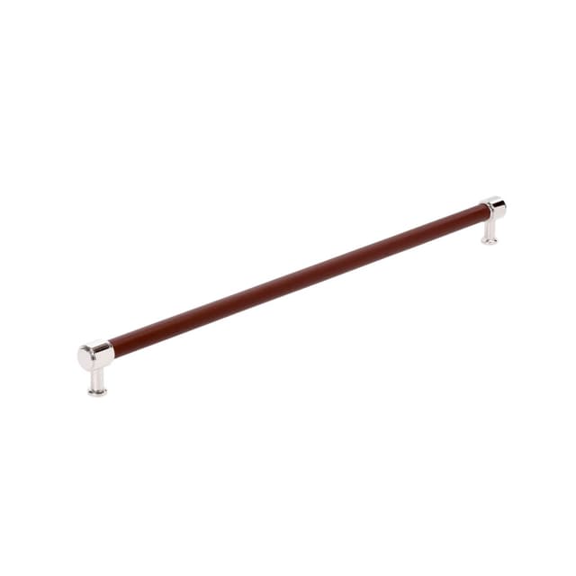 Amerock Fairlane Series Brown Leather/Polished Nickel 24" (610 mm) Center to Center Appliance Pull, BP37546BRLPN