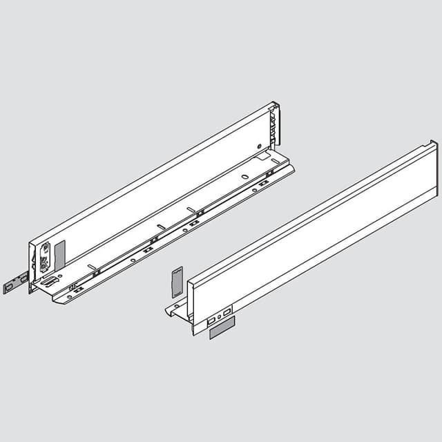 Blum LEGRABOX Drawer Member, M-Height, Stainless Steel