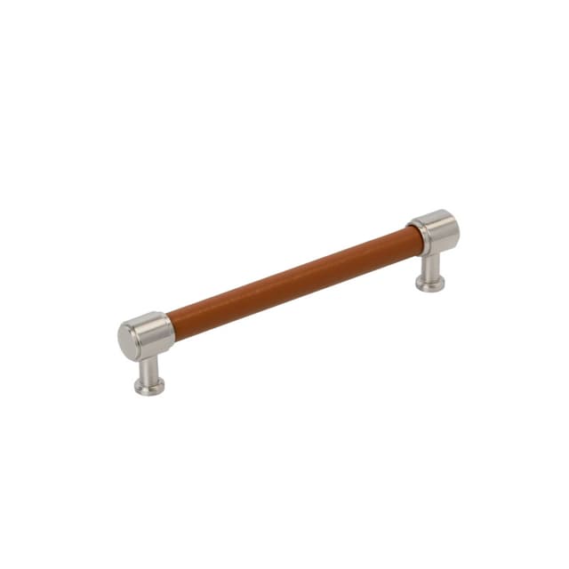 Amerock Fairlane Series 6-5/16 in (160 mm) Center to Center Cognac Leather/Satin Nickel Pull, BP37539CNLG10