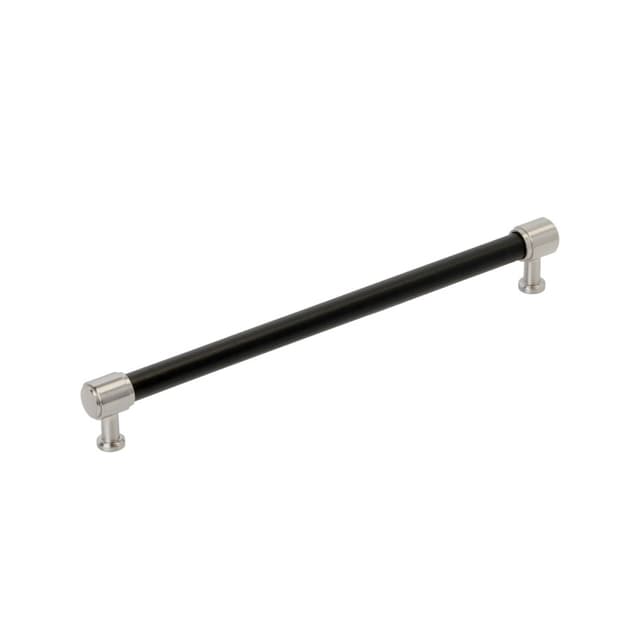 Amerock Fairlane Series 10-1/16 in (256 mm) Center to Center Black Leather/Satin Nickel Pull, BP37542BLG10
