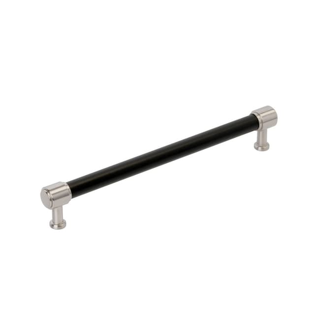 Amerock Fairlane Series Black Leather/Satin Nickel 12" (305 mm) Center to Center Appliance Pull, BP37544BLG10