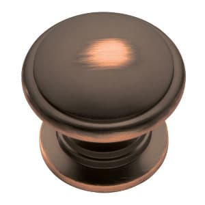 Belwith Keeler Williamsburg Series Oil Rubbed Bronze Highlighted 1-1/4" (32 mm) Diameter Knob, - P3053-OBH