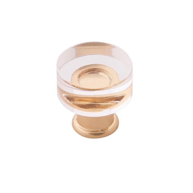 Belwith Keeler Midway Series Crysacrylic/Brushed Golden Brass 1" (25 mm) Diameter Knob, - P3708-CABGB