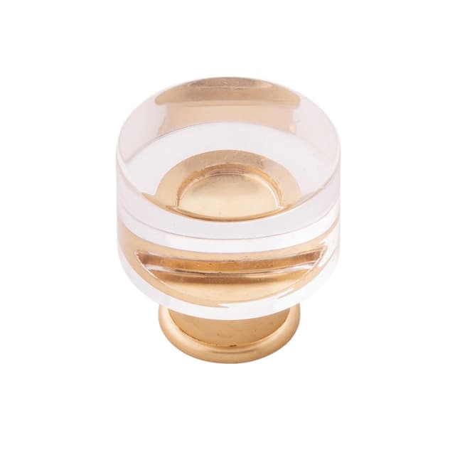 Belwith Keeler Midway Series Crysacrylic/Brushed Golden Brass 1-1/4" (32 mm) Diameter Knob, - P3709-CABGB