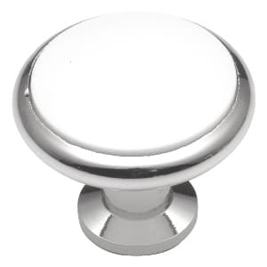 Belwith Keeler Tranquility Series White Porcelain/Chrome 1-3/8" (35 mm) Diameter Knob, - P427-26W