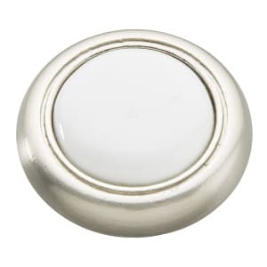 Belwith Keeler Eclipse Series Satin Nickel /White 1-1/4" (32 mm) Diameter Knob, - P710-SNW