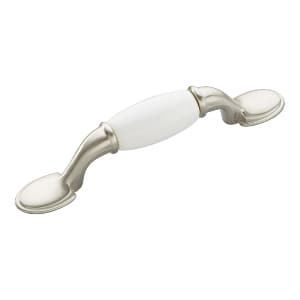 Belwith Keeler Tranquility Series 3" (76 mm) Center to Center Satin Nickel/White Pull, - P744-SNW