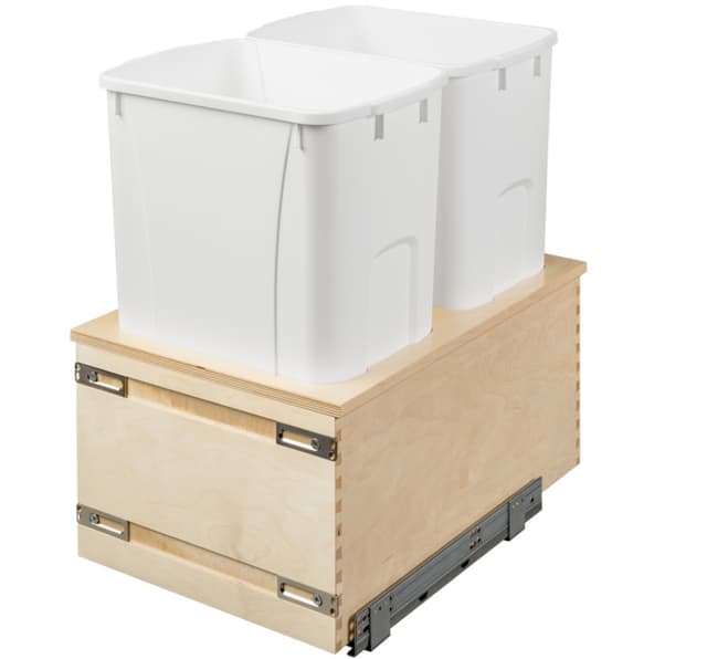 Bottom Mount 50 Quart Double Bin Trash Pull-Out MOVENTO, Cascade Series, Century Components