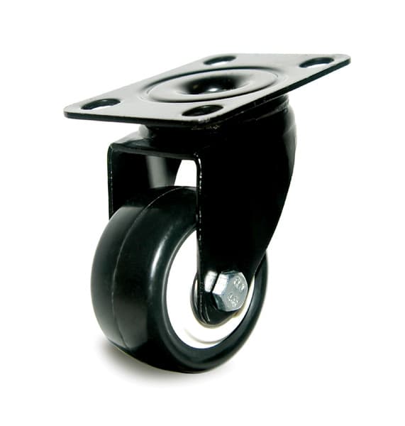 DH Casters Swivel Caster With 3" Polypropylene Wheel Plate Mount 200lb Capacity, Black Finish