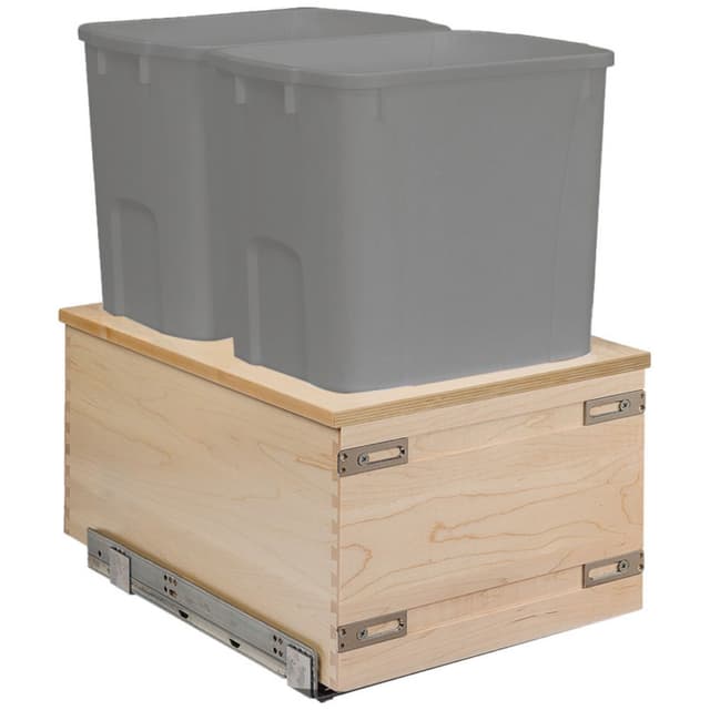 Cascade Series Bottom Mount Trash Pullout, Single 50 Quart Bin, For 18" Openings, Century Components