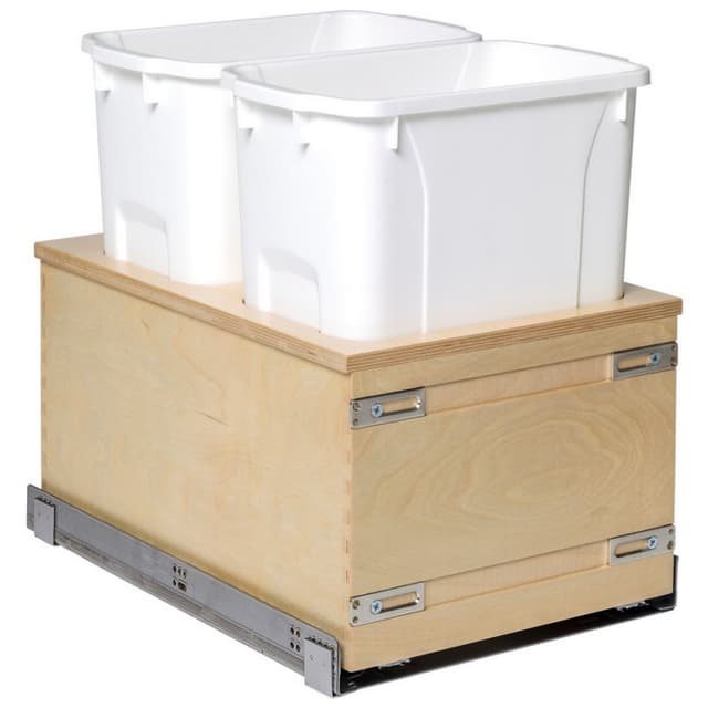 Century Components 34 Quart Double Bin Edge Series Bottom Mount Waste Pullout with Soft-close Full extension Slides