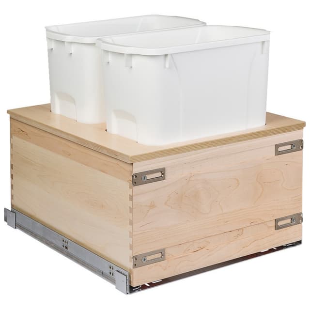 Century Components 34 Quart Double Bin Edge Series Bottom Mount Waste Pullout with Soft-close Full extension Slides