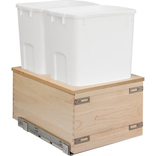 Century Components Signature Series Double 34 Quart Bin Bottom Mount Waste Pullout with Soft-close Full extension Slides