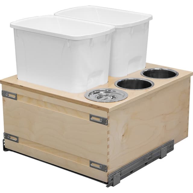 Century Components Signature Series Double Bin Bottom Mount Waste Pullout with Soft-close Full extension Slides
