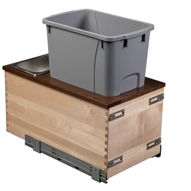 Century Components Walnut Creek Series Bottom Mount Waste Pullout with Soft-close Full extension Slides, - WCCBM145-34PF-GR