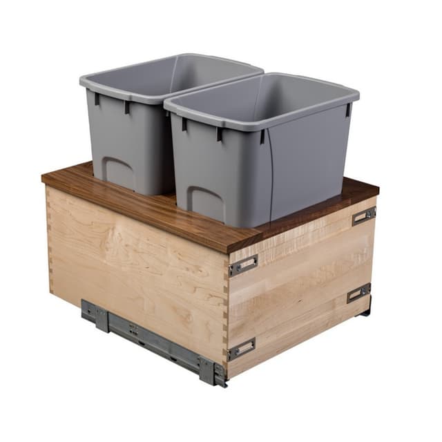 Walnut Creek Bottom Mount Trash Pullout, Double 34 Quart Bins, for 19-5/8" Openings, Century Components