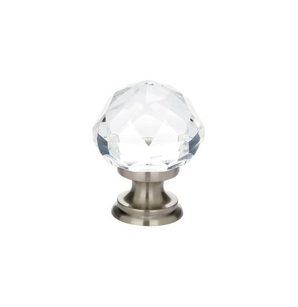 Emtek Diamond Glass Cabinet Knob, 1" Diameter, Satin Nickel - 86003US15