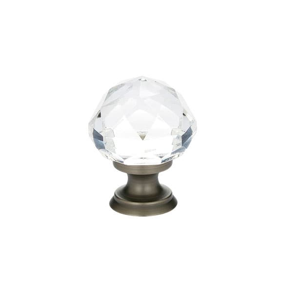 Emtek Diamond Glass Cabinet Knob, 1-1/4" Diameter, Pewter - 86012US15A